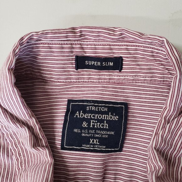 Abercrombie & Fitch Mens Super Slim Fit Button Up Shirt Size XXL Striped Office - Picture 4 of 6